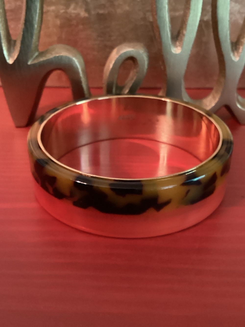 J. Crew Red and Tortoiseshell Resin Bangle Bracelet